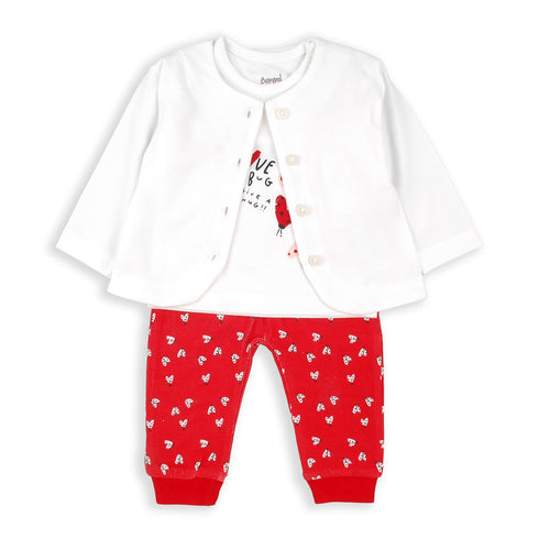 Babybol 3 Piece Outfit White/Red Love Bug